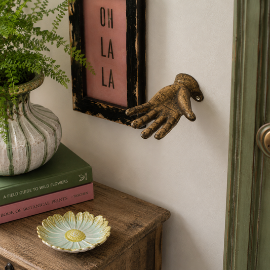 Antiqued Gold Cast Iron Hand Wall Mounted Hook