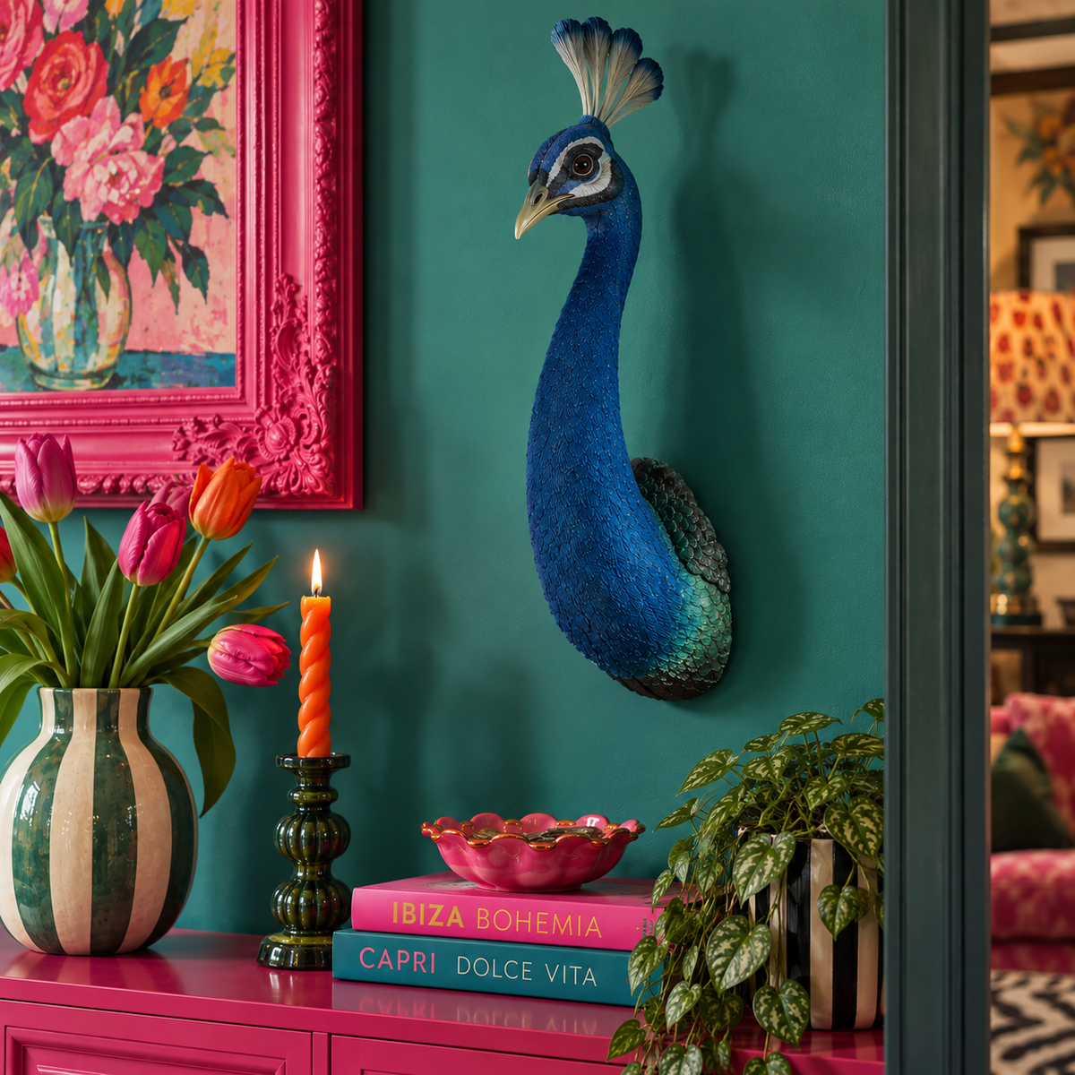 Wall Mounted Head - Pretty Peacock