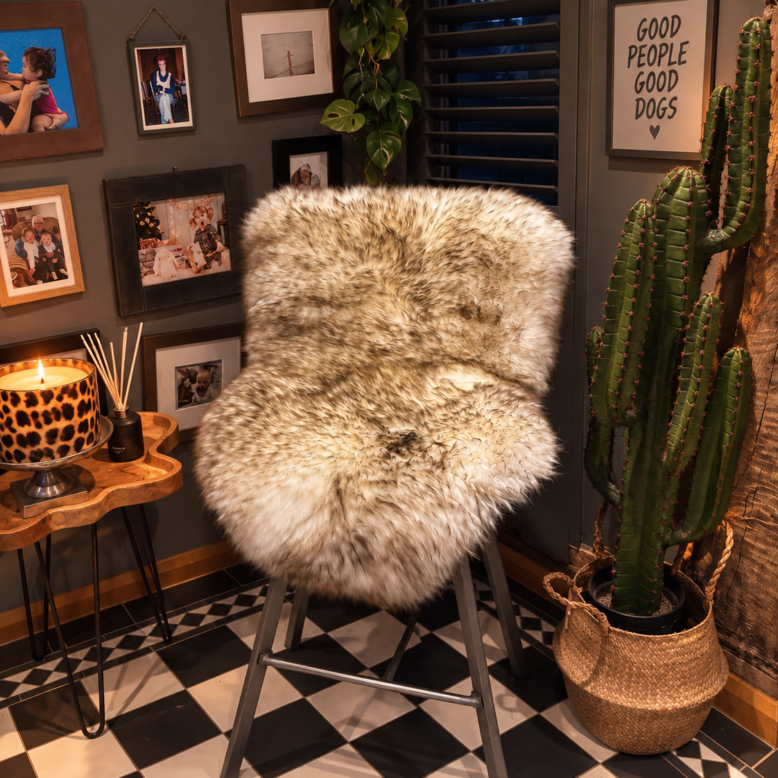 Large Ivory Brown Tip Single Sheepskin