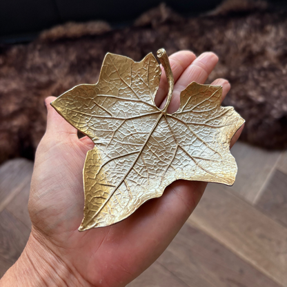 Antiqued Gold Maple Leaf Jewellery Dish