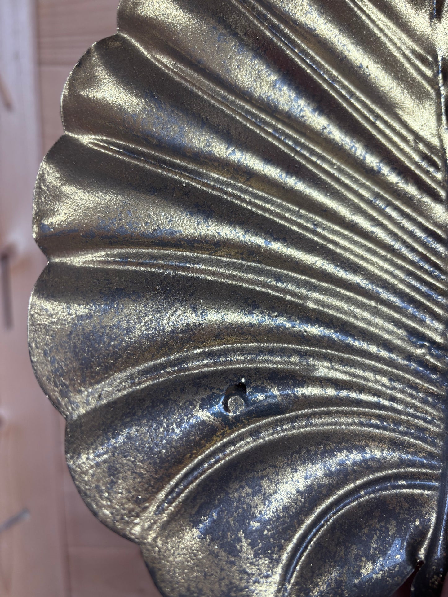 Antiqued Gold Metal Leaf Wall Mounted Candle Sconce - WITH IMPERFECTIONS