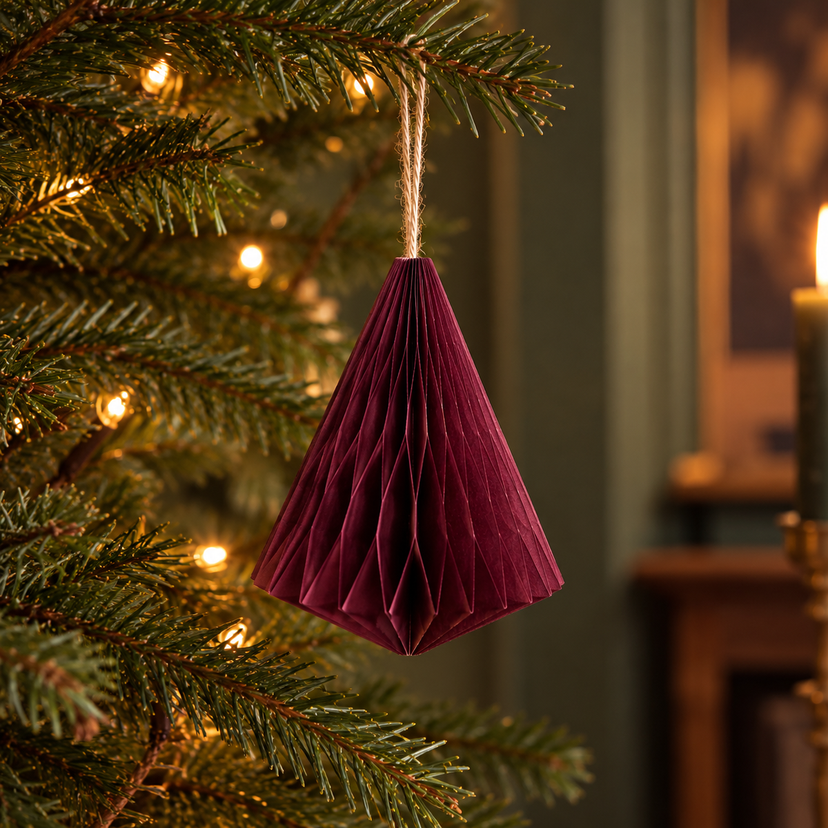 Burgundy Honeycomb Hanging Christmas Jewel