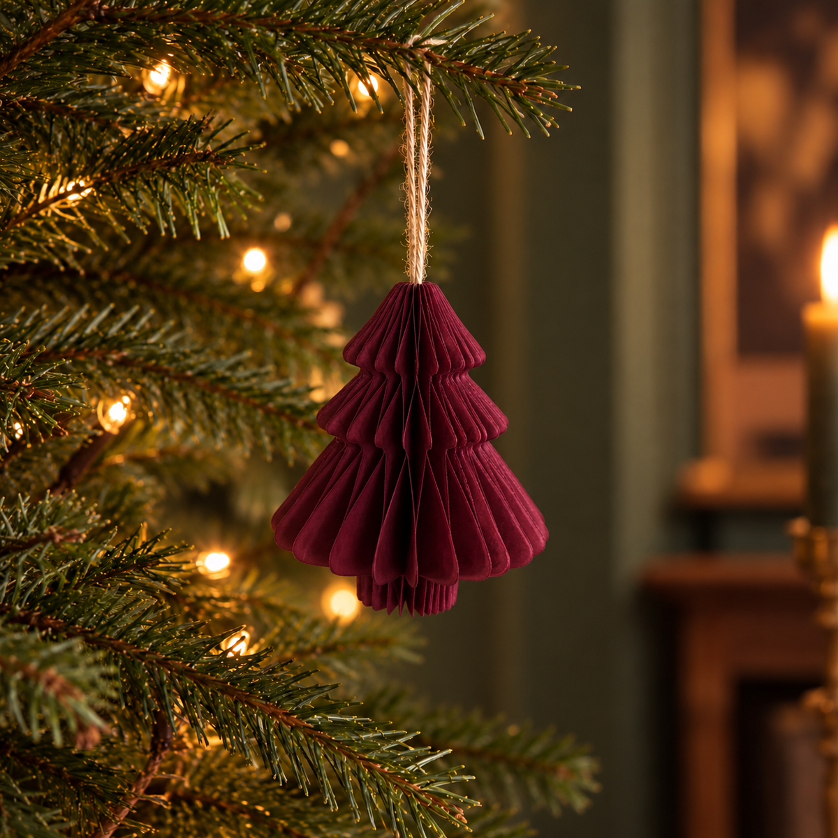 Burgundy Honeycomb Hanging Christmas Tree