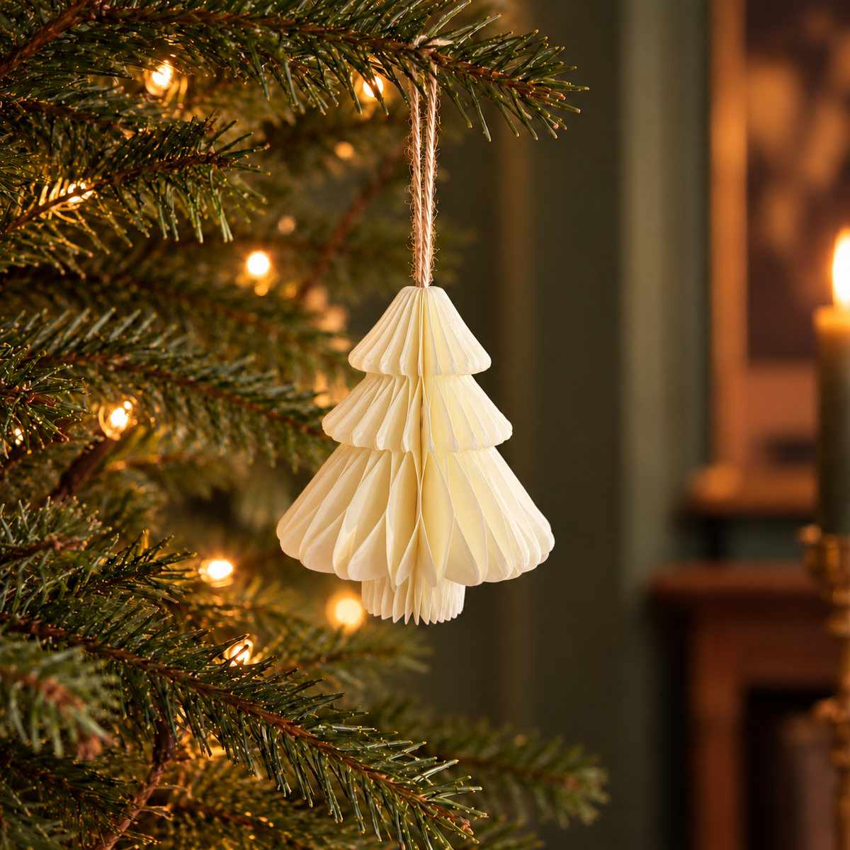 Cream Honeycomb Hanging Christmas Tree