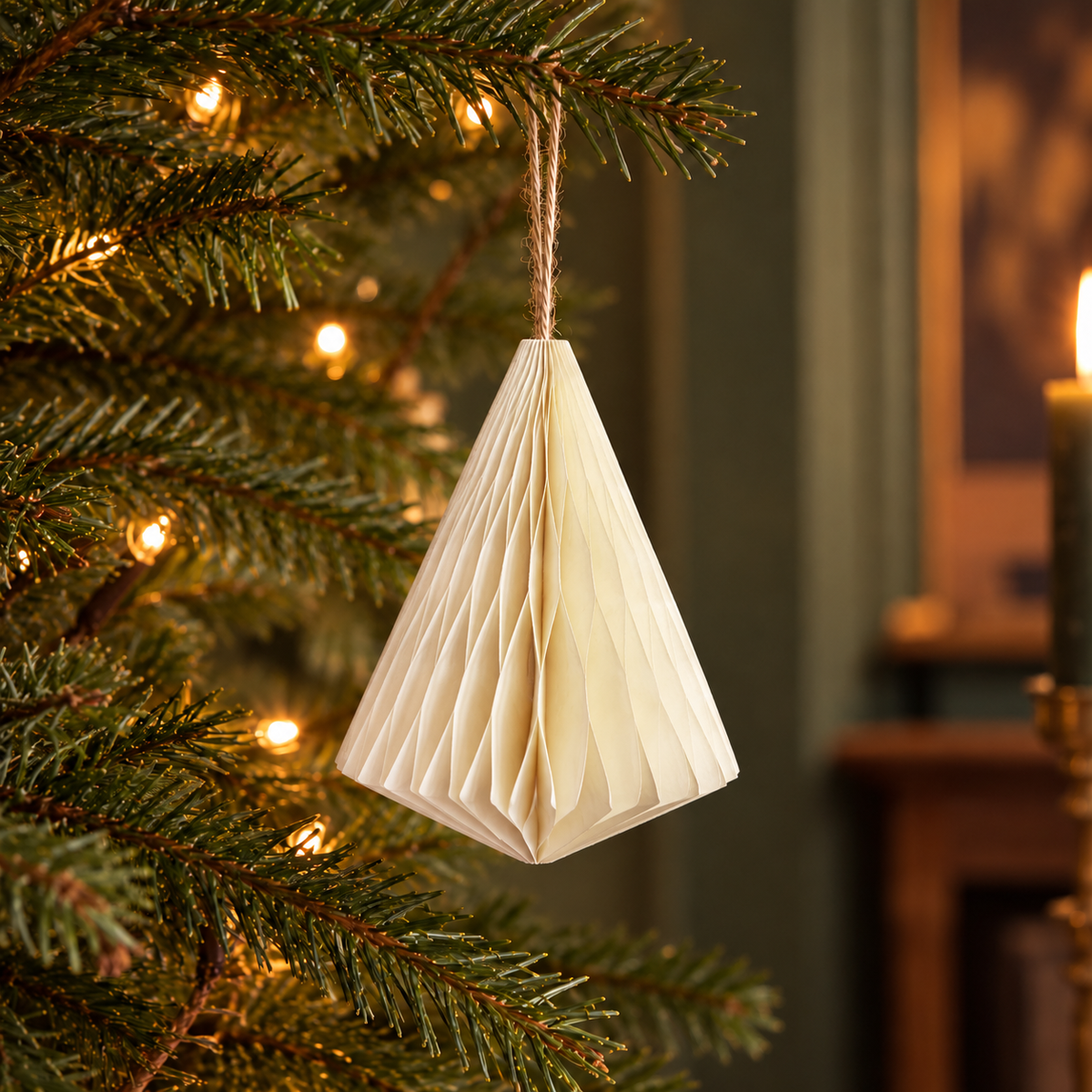 Cream Honeycomb Hanging Christmas Jewel