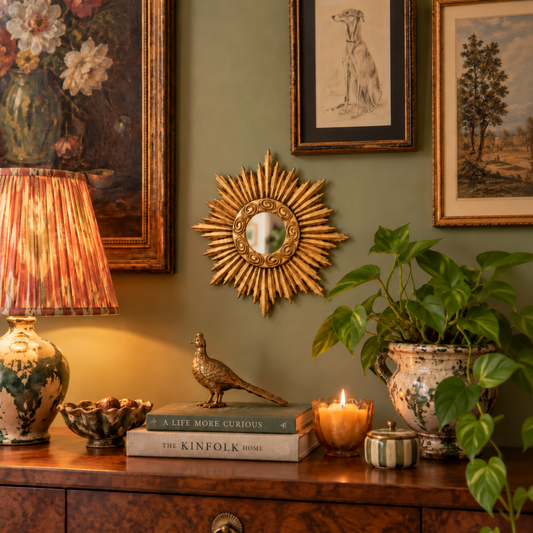 Small Gold Ornate Framed Convex Mirror