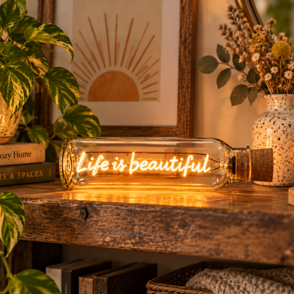 LED Message In A Bottle - Life Is Beautiful