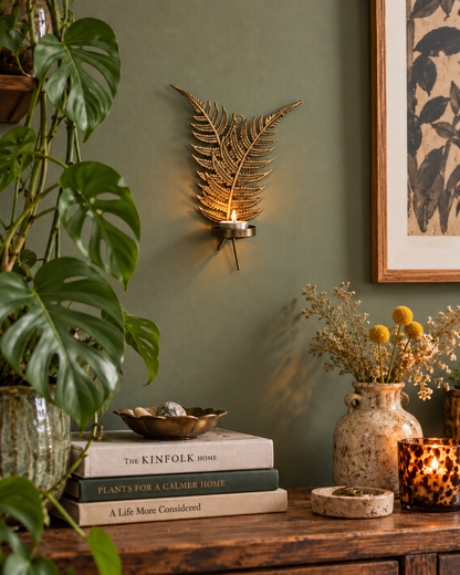 Gold Fern Leaf Tealight Holder