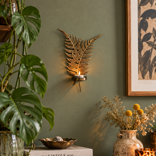 Gold Fern Leaf Tealight Holder