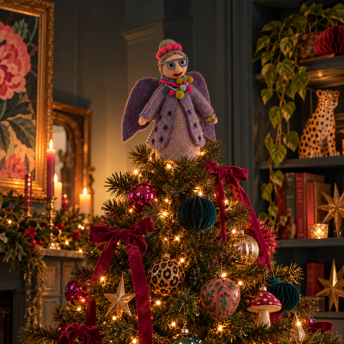 Felt Funky Fairy Godmother Tree Topper - Purple