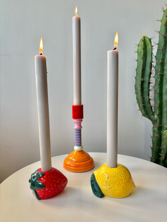 Bon Appetit Lemon Ceramic Candle Holder