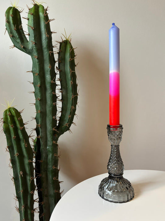 Retro Style Grey Glass Candle Holder