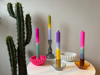 Retro Style Grey Glass Candle Holder