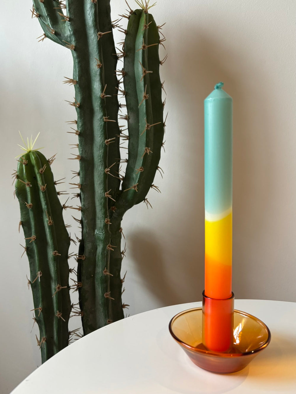 Candle Holder - Orange Glass