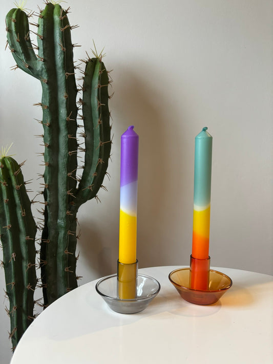 Candle Holder - Orange Glass