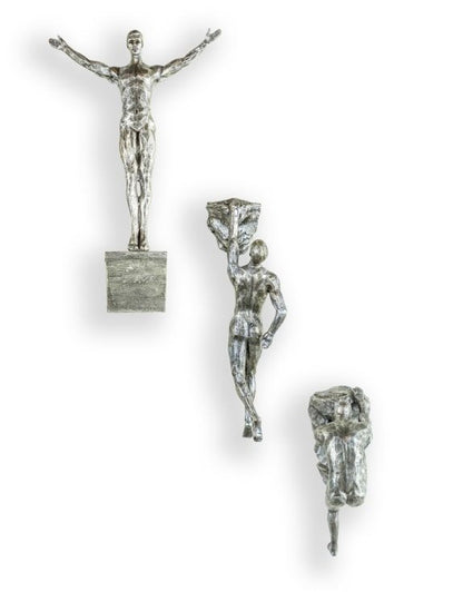 Antiqued Silver Climbing Men - Set of 3