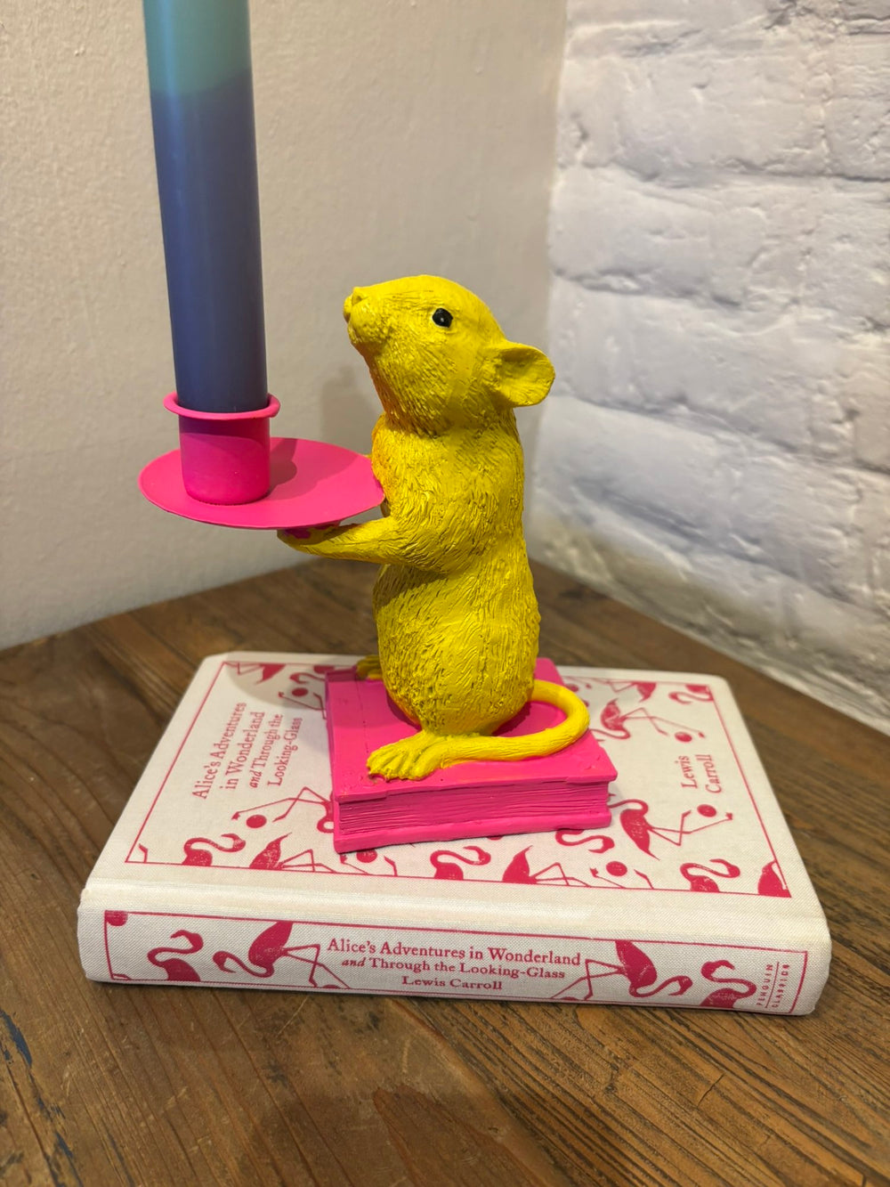 Book Mouse Candle Holder - Popping Pink And Yellow