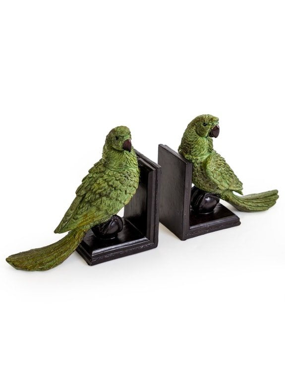 Bookends - Gorgeous Green Parrots