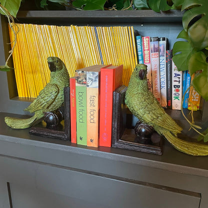 Bookends - Gorgeous Green Parrots
