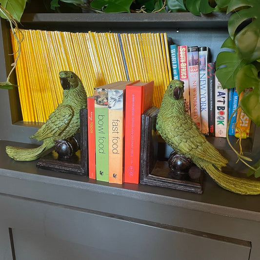 Bookends - Gorgeous Green Parrots