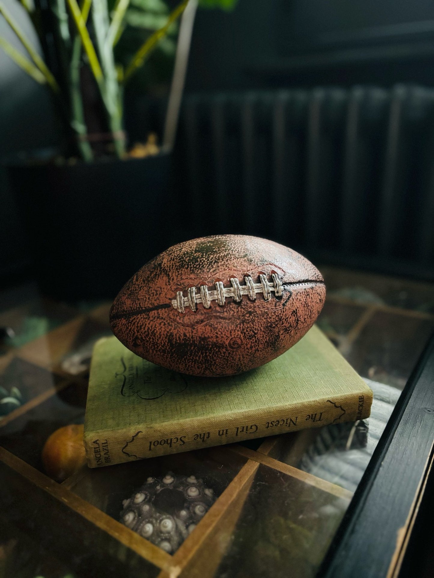 Small Leather Effect Rugby Ball Ornament