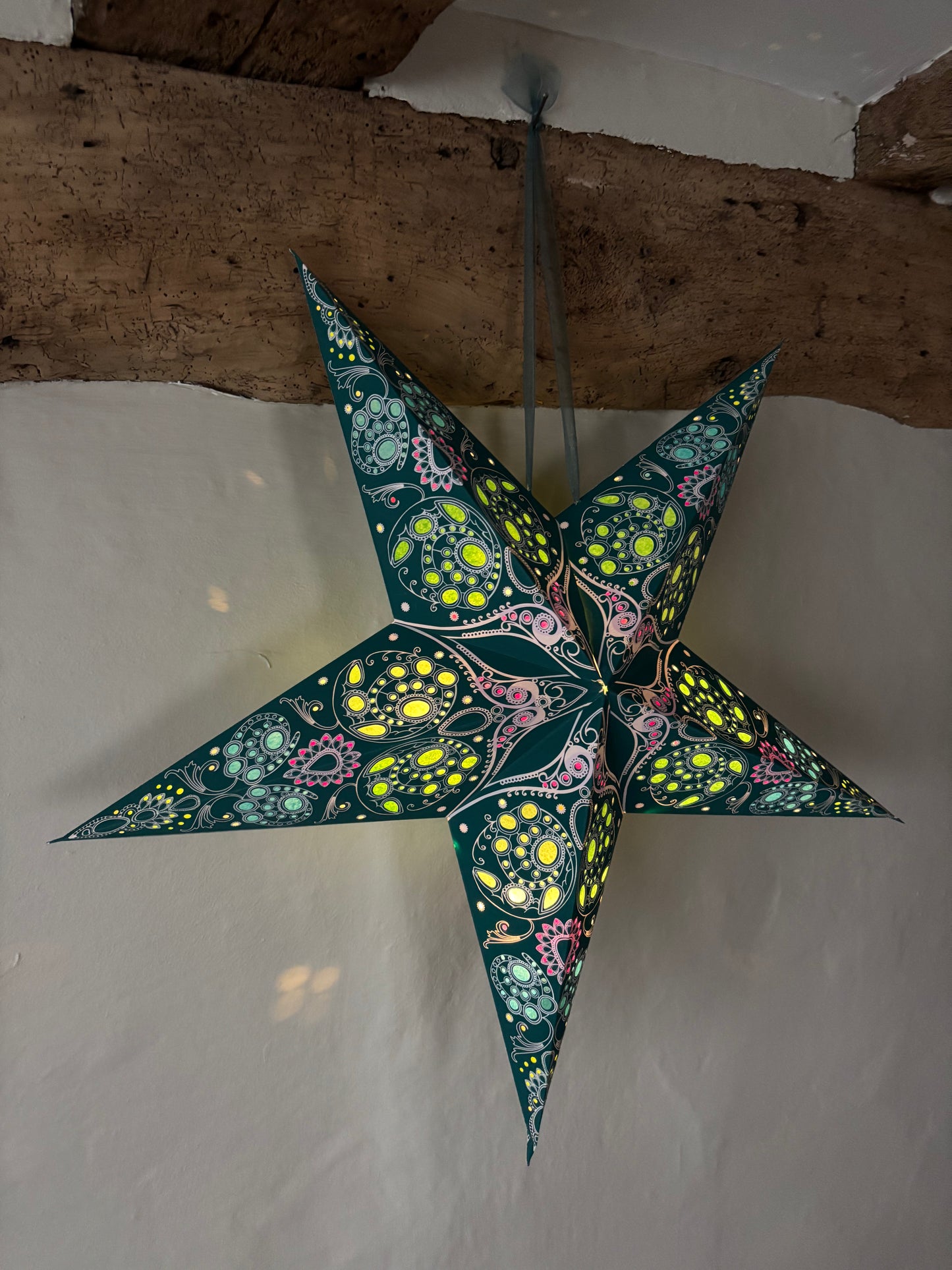 Hanging Star Light - Damask Aquamarine