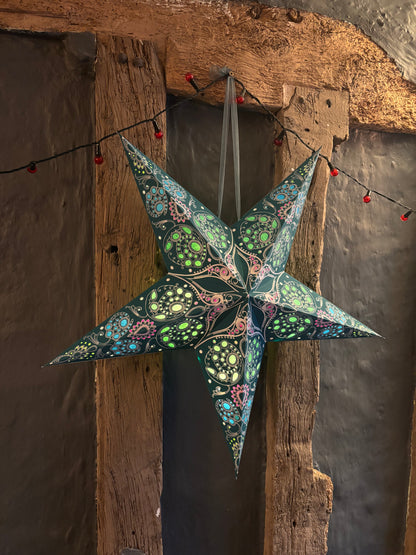 Hanging Star Light - Damask Aquamarine