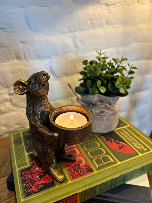 Mouse Tealight Candle Holder – Bronze