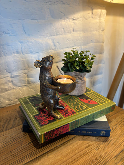 Mouse Tealight Candle Holder – Bronze