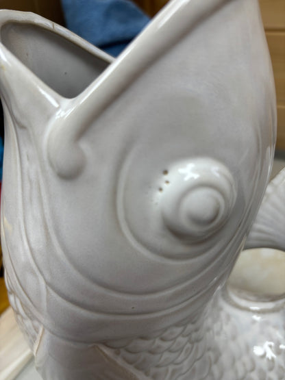 Large Fish Vase/Jug - White - with slight imperfection