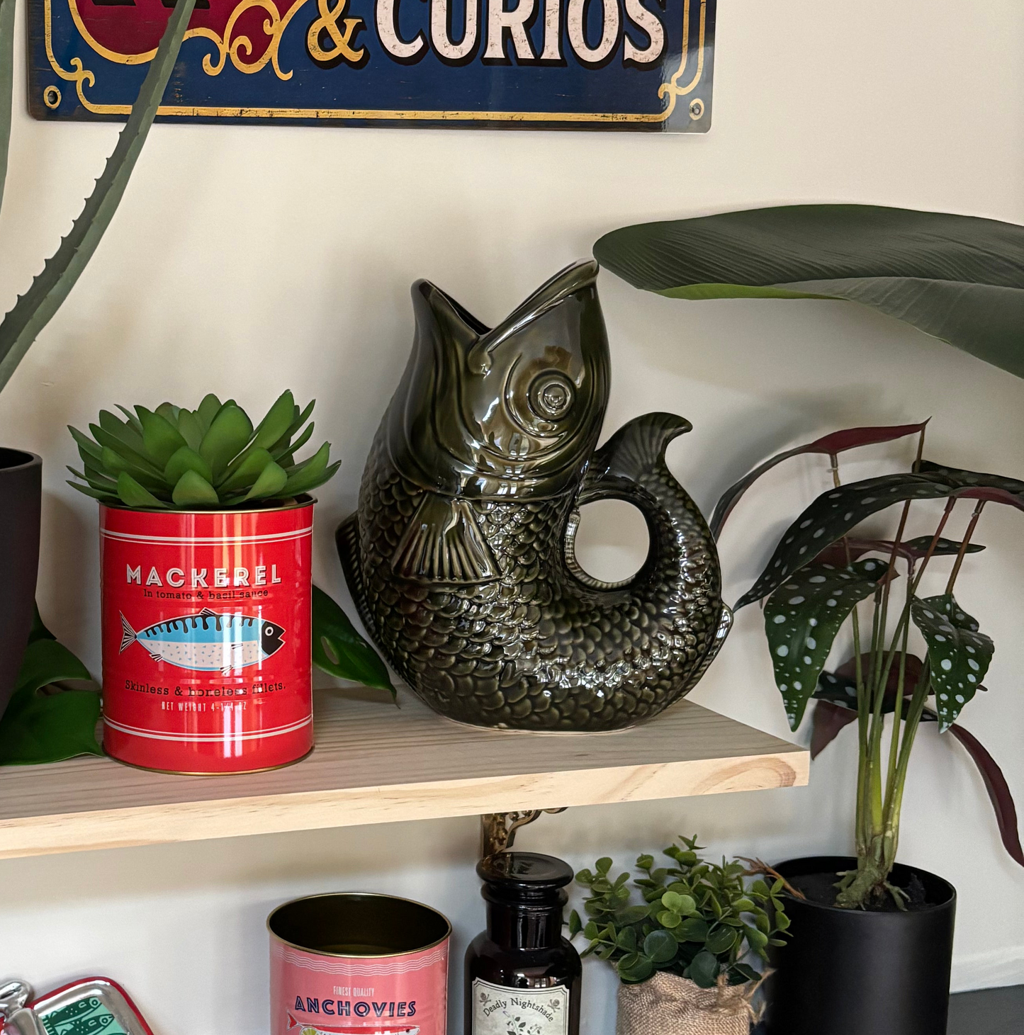 Large Fish Vase/Jug - Dark Green