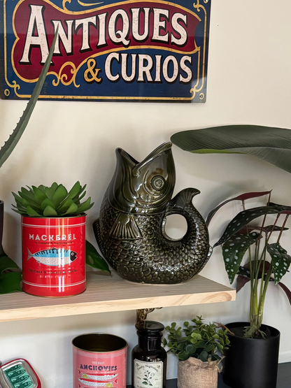 Large Fish Vase/Jug - Dark Green