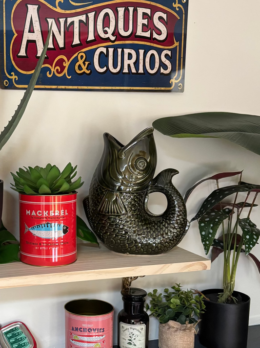 Large Fish Vase/Jug - Dark Green
