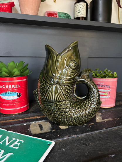 Large Fish Vase/Jug - Dark Green