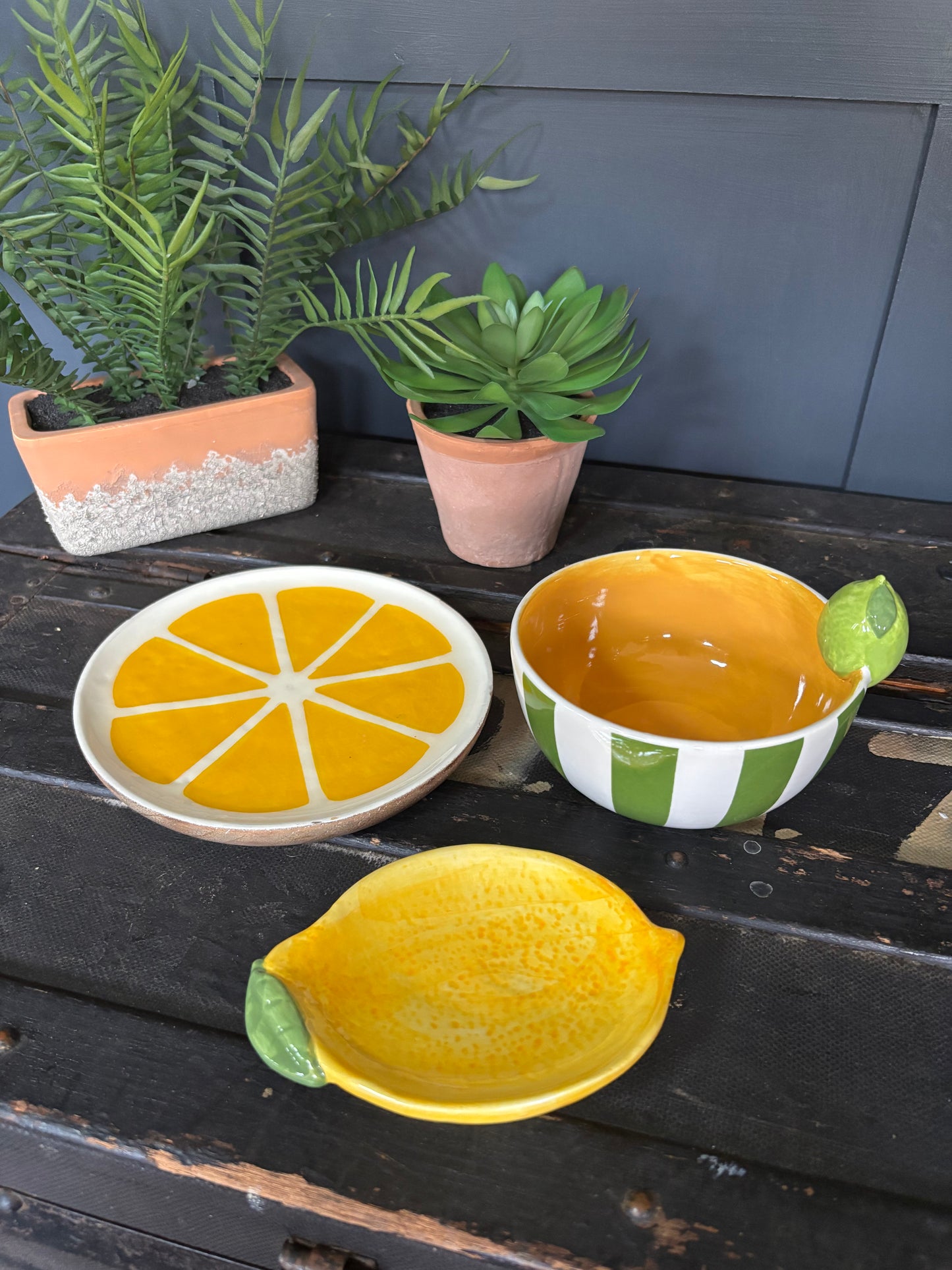 Ceramic Stripe Lime Dish