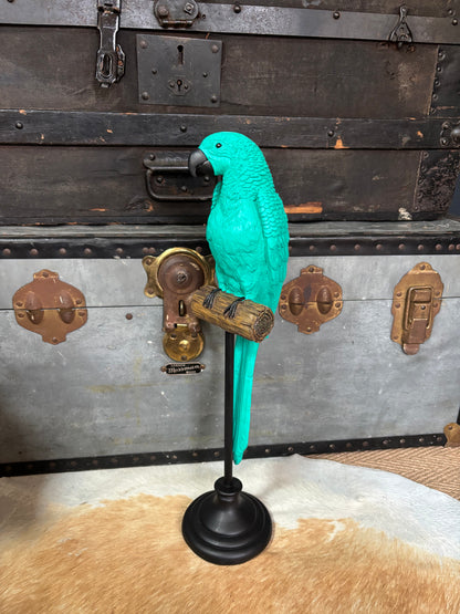Bright Green Parrot on a Perch