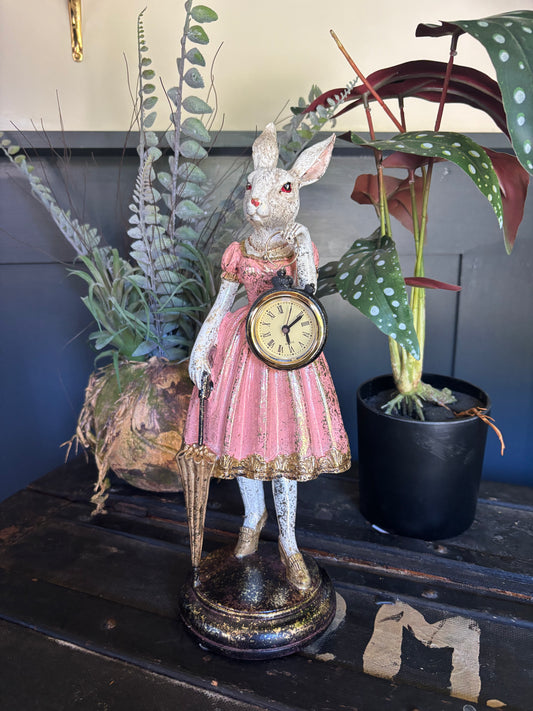 Lady White Rabbit Clock