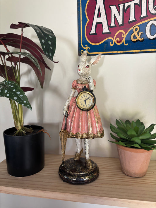 Lady White Rabbit Clock