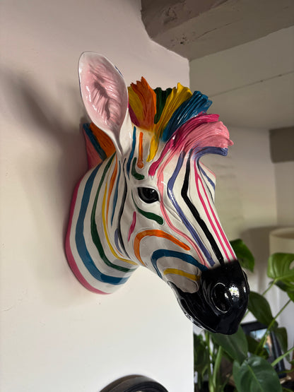 Wall Mounted Head - Multicolour Zebra