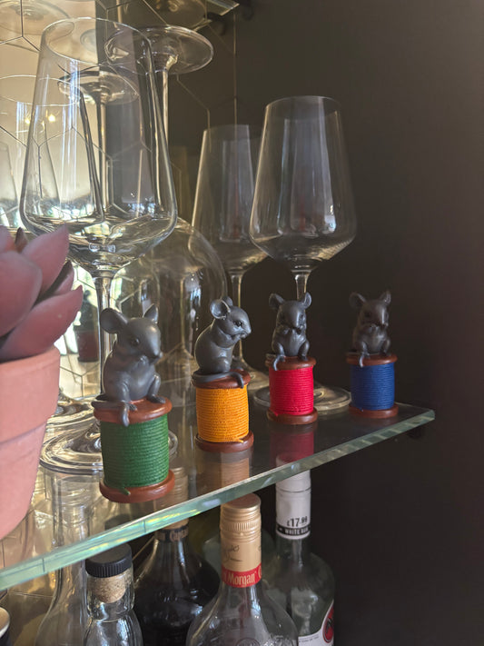 Animal Figure - Mouse On Cotton Reel - Choose from 4 colours