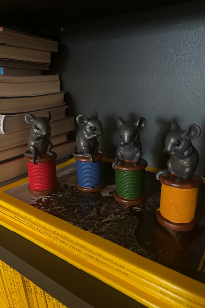 Animal Figure - Mouse On Cotton Reel - Choose from 4 colours