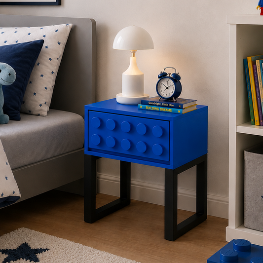 Building Block Bedside Table - Blue