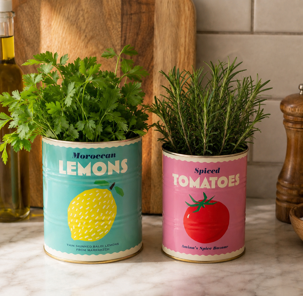 Lemon and Tomato Storage Tins - Set of 2