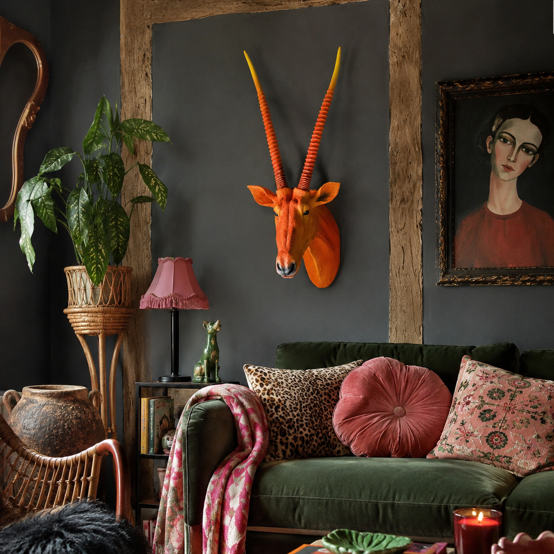 Wall Mounted Head - Andy The Antelope Orange