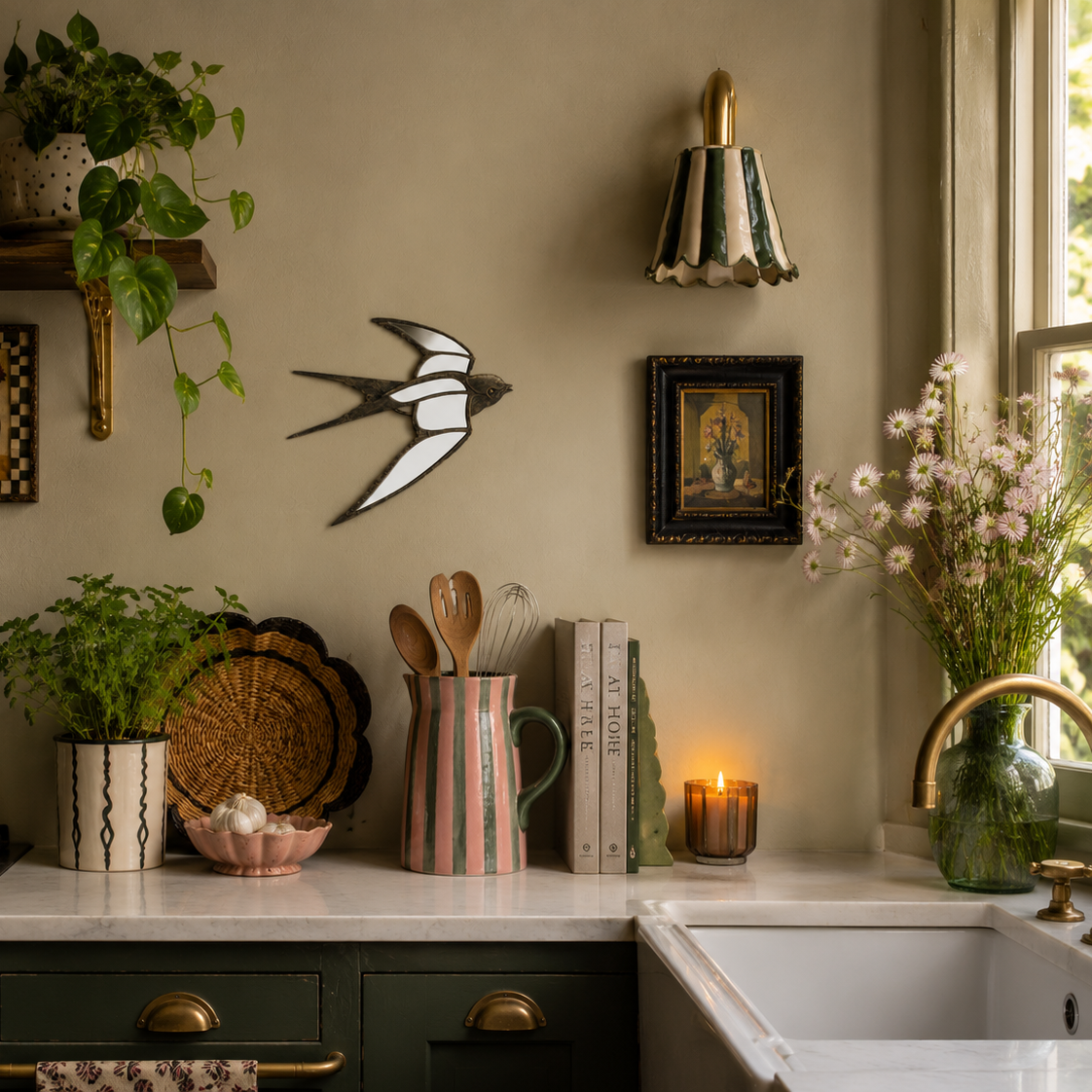 Swallow Mirrored Wall Art