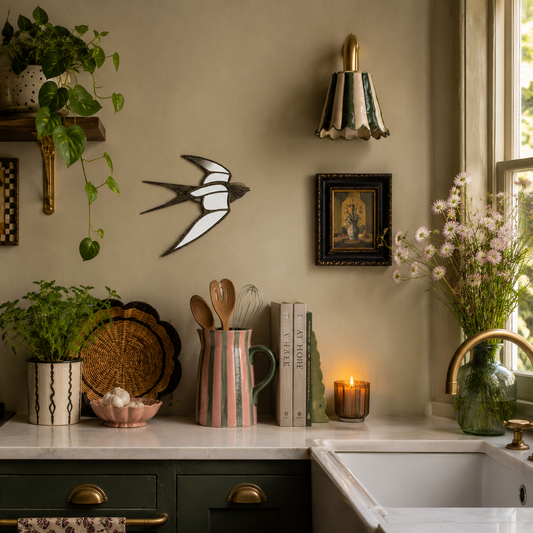 Swallow Mirrored Wall Art