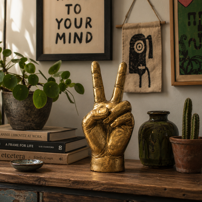 Hand Vase - Peace Gold