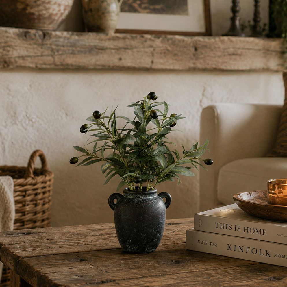 Small Faux Olive Tree In Vase