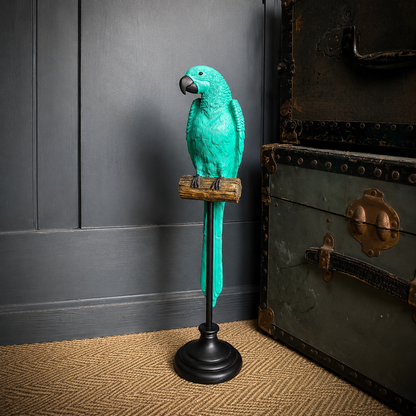 Bright Green Parrot on a Perch