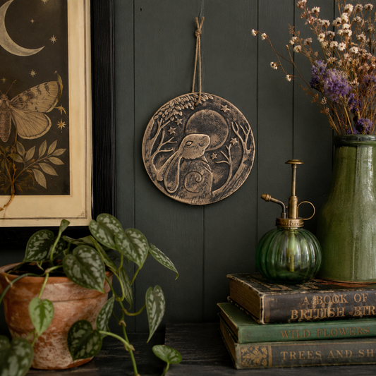 20cm Bronze Finish Terracotta Hare Plaque